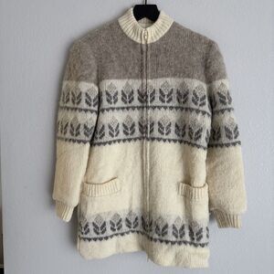Alafoss Icewool Women’s Zip Sweater Size Small White Cream